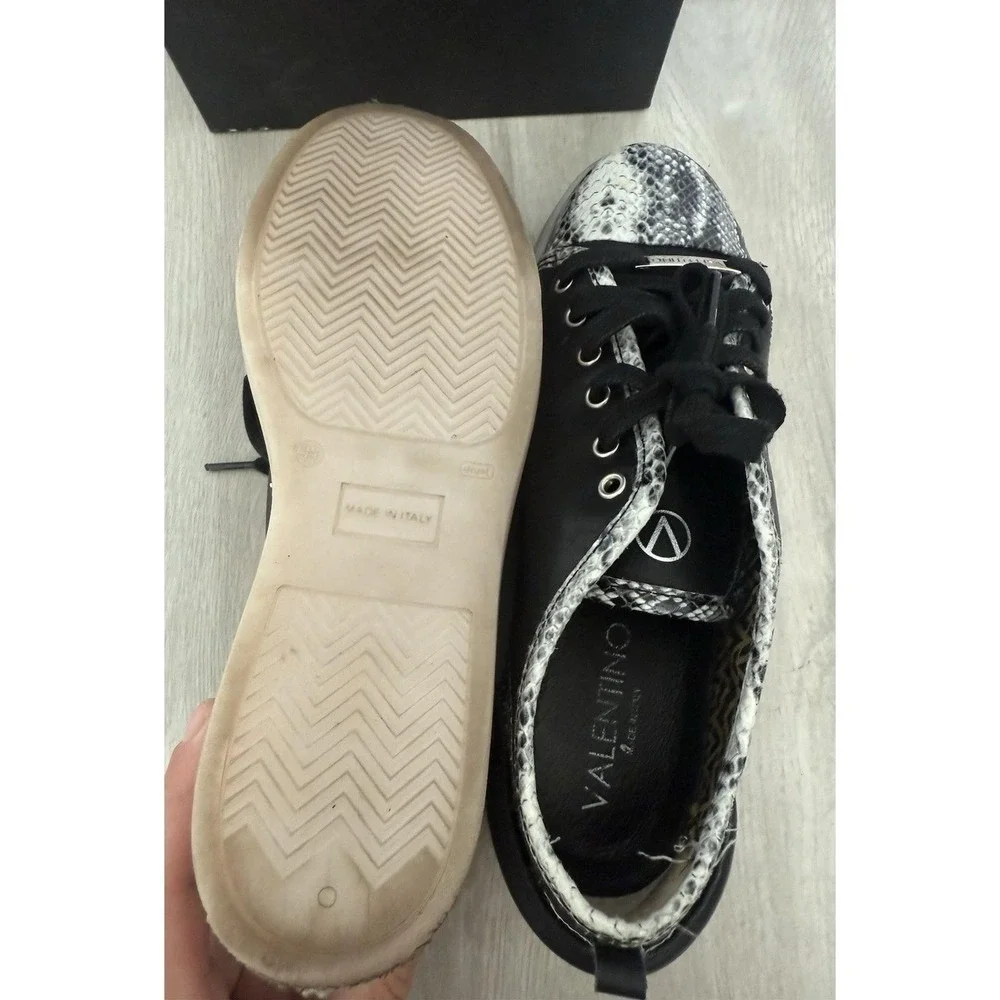 VALENTINO Dalia Black Snakeskin Platform Sneakers Made in Italy Size 9.5